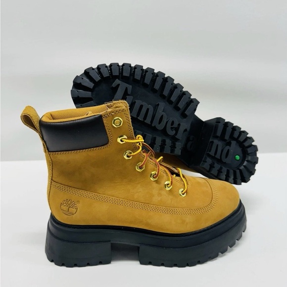 Timberland6-Inch Lace Up Platform Boot Women's Leather Boots with Black‎ Soles